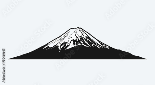 Iconic Mount Fuji Silhouette, Snow-Capped Peak, Japanese Landscape Landmark