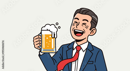 Happy Businessman Celebrating with a Beer