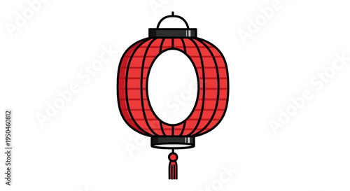 Red Chinese Lantern with Tassel, Traditional Asian Decoration