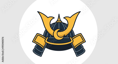 Samurai Helmet Icon: Traditional Japanese Warrior Armor Symbol