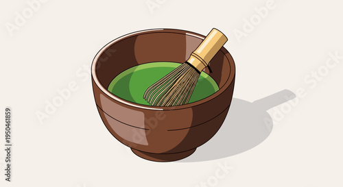 Traditional Matcha Tea Preparation: Whisking Green Tea Powder in a Bowl