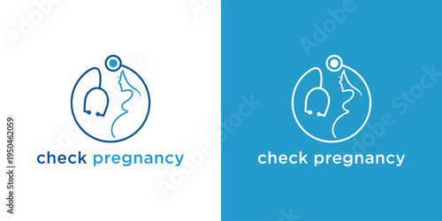 Pregnancy Check Logo Design Medical Healthcare Concept.