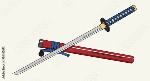 Japanese Katana Sword and Scabbard, Traditional Samurai Weapon