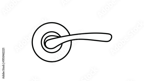 Clean black outline of a modern lever door handle on a circular rose, illustrating home hardware, access, and interior design.