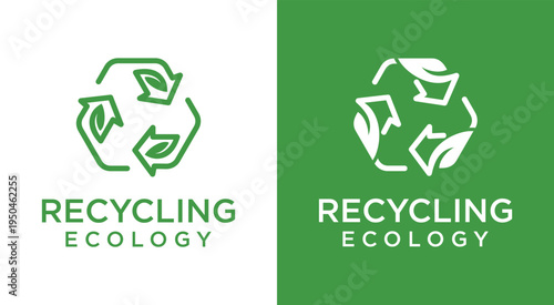 Recycling Ecology Logo Design with Green Color Scheme.