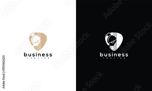 Business Logo Design with Light Bulb and Guitar Pick Icon - Creative Music Startup Brand Identity.