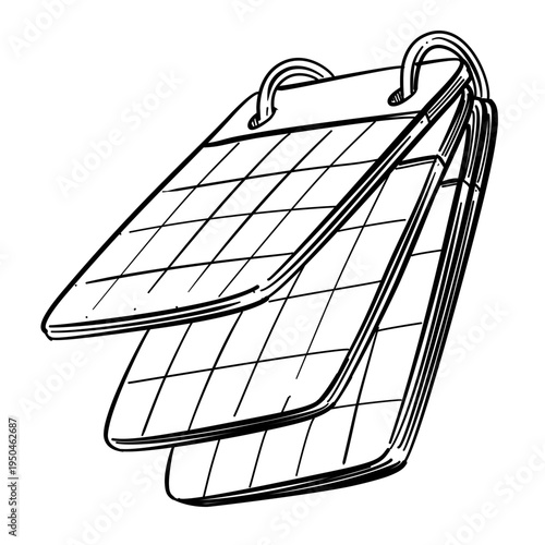 desk calendar schedule planner vector line art hand drawn illustration