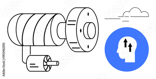 Surveillance technology. a camera and a human mind concept linked to observation and innovation. Surveillance monitoring systems, data collection, technology analysis, future vision, artificial