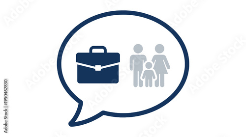 Portfolio career life balance represented in speech bubble icon