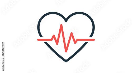 Heartbeat lifeline icon with flat vector design on white
