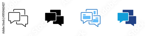 Chat Messages Multiple Style Icon Design Vector - Overlapping speech bubbles representing online conversation, customer communication, and real time messaging interaction