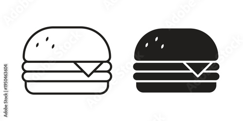Cheese burger icon. Simple linear element illustration. Thin stroke sign can be used for web, mobile and UI.