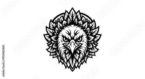 Intense Eagle Head Mascot Illustration with Detailed Feathers.