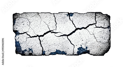 Cracked White Brick Texture with Blue Accents