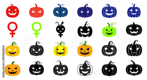 Halloween Pumpkin Icons and Symbols Collection