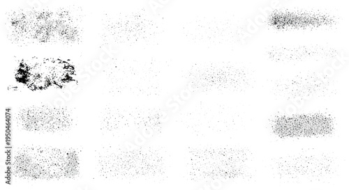 Grunge Textures: Black Speckle and Scratches Overlay on White Background