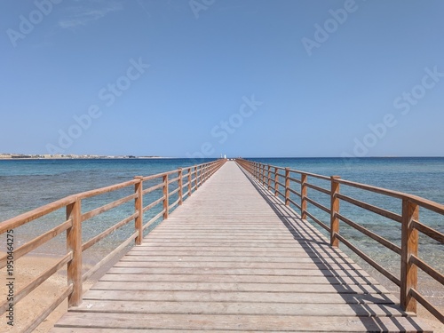 wooden bridge over the sea Sahl Hasheesh Red Sea Egypt