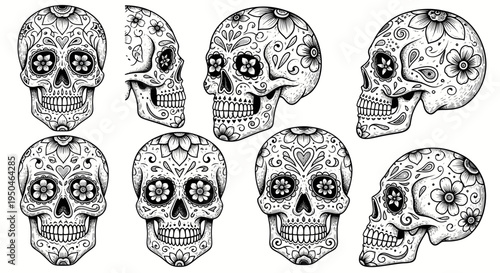 Sugar Skull Collection: Dia de los Muertos Art, Tattoo Designs, Floral Patterns