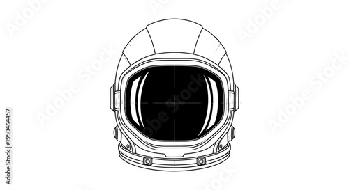 Astronaut Helmet Outline, Space Exploration, Sci-Fi, Futuristic Design, White Background