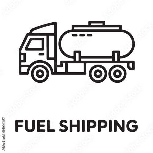 Simple line drawing depicts a fuel tank truck for transportation