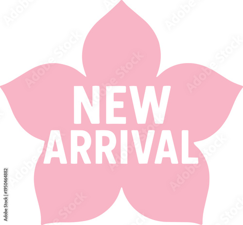 Solid pointy pink sakura cherry flower new arrival text badge spring blossom sale label promotion flat sticker