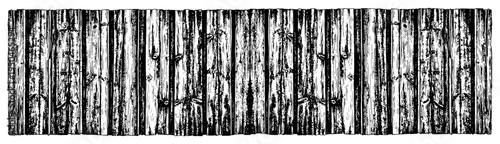 Detailed hand drawn ink texture of a vertical wooden plank fence