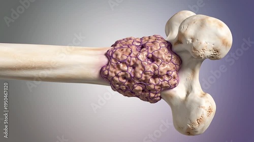 Osteosarcoma Bone Cancer – Medical 3D Visualization of Malignant Bone Tumor in Human Long Bone