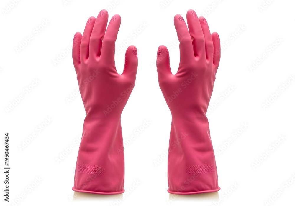 Obraz premium Pink rubber gloves on white background