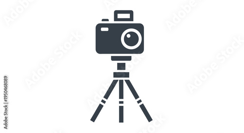 Compact Camera with a Lens on a Tripod, a Sleek and Modern Flat Design Icon