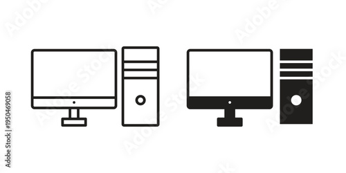 Desktop computer icon. Simple linear element illustration. Thin stroke sign can be used for web, mobile and UI.