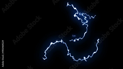Powerful lightning striking on a black screen chroma key background, blue lightning bolt, Strong thunder lightning animated overlay, transparent 4K video, alpha channe.4k animation