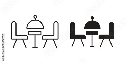 Dining table icon. Simple linear element illustration. Thin stroke sign can be used for web, mobile and UI.