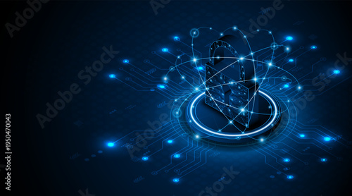 Lock icon. Cyber ​​security and data protection concepts and privacy. Innovative concept of advanced safety technology
