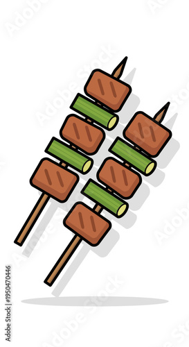 Grilled Meat Skewers with Asparagus