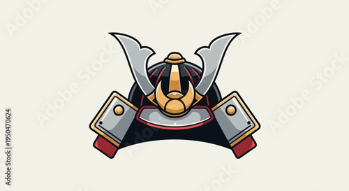 Samurai Helmet Icon - Traditional Japanese Warrior Armor Symbol