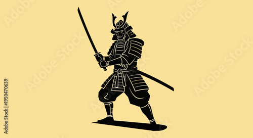 Silhouette Samurai Warrior with Sword, Japanese Warrior, Bushido Spirit