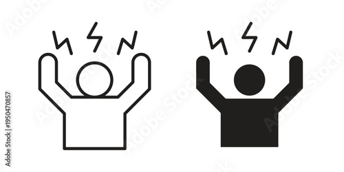 Energized human icon. Simple linear element illustration. Thin stroke sign can be used for web, mobile and UI.