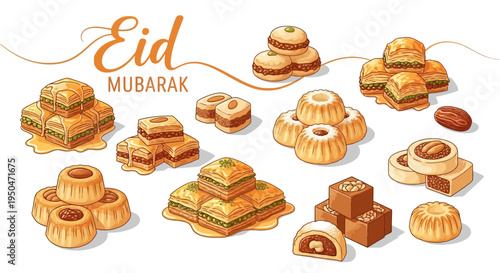 Eid Mubarak traditional Middle Eastern sweets and desserts