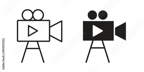 Film making icon. Simple linear element illustration. Thin stroke sign can be used for web, mobile and UI.