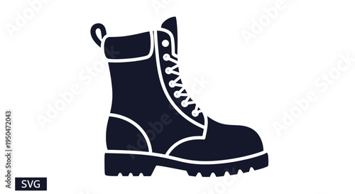 Work Boot Icon Silhouette - Heavy Duty Footwear Symbol