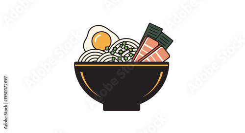 Delicious Ramen Bowl with Salmon, Egg, and Seaweed - Japanese Noodle Soup