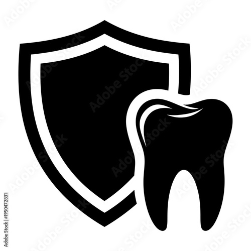 Vector shield with a stylized tooth design for dental protection