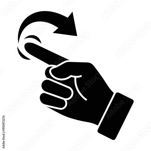 Vector hand icon showing a rotating motion with an arrow