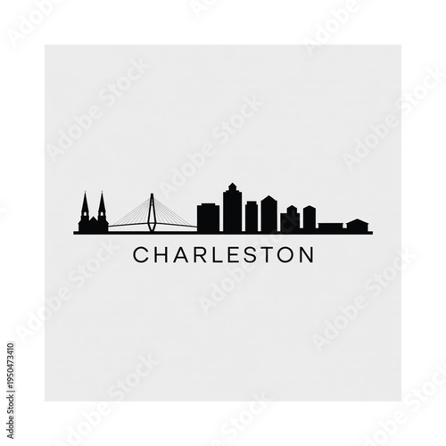 Charleston skyline silhouette against a light gray background