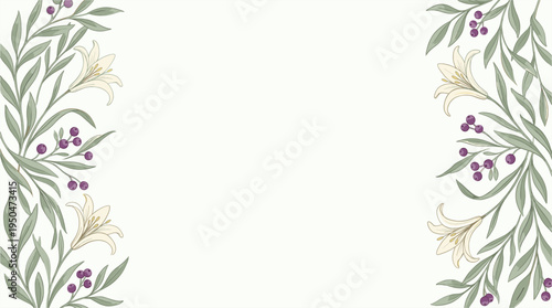 Minimalist Spring Floral Side Borders Easter Banner