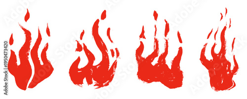 Fire Drawing Grunge Vector Set