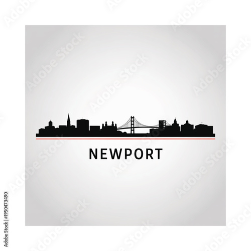 Newport city skyline silhouette against a light gray background