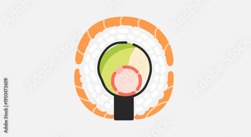 Cute Sushi Roll Character with Salmon, Avocado, and Shrimp