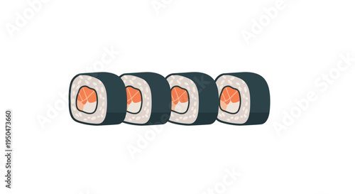 Fresh Salmon Sushi Rolls on White Background - Delicious Japanese Food