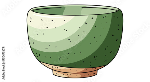 Green Ceramic Tea Bowl with Speckled Glaze - Traditional Japanese Matcha Bowl